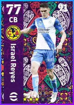 Israel Reyes eFootball 2026 player card — 77 OVR CB