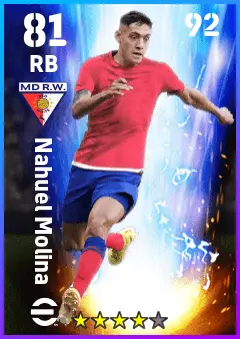 Nahuel Molina eFootball 2026 player card — 81 OVR RB