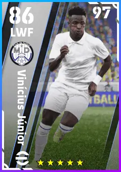 Vinicius Junior eFootball 2026 player card — 86 OVR LWF