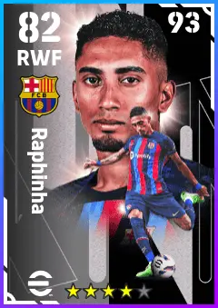 Raphinha eFootball 2026 player card — 82 OVR RWF