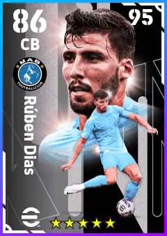 Ruben Dias eFootball 2026 player card — 86 OVR CB
