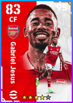 Gabriel Jesus eFootball 2026 player card — 83 OVR CF
