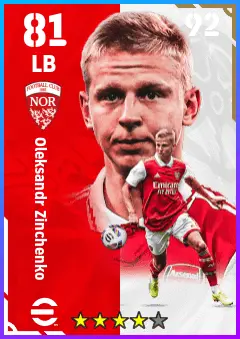 Oleksandr Zinchenko eFootball 2026 player card — 81 OVR LB