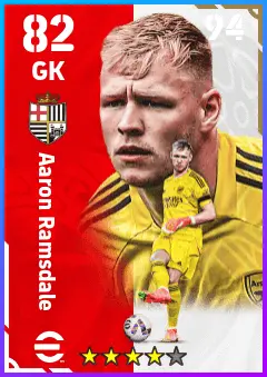 Aaron Ramsdale eFootball 2026 player card — 82 OVR GK