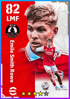 Emile Smith Rowe eFootball 2026 player card — 82 OVR LMF