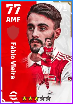 Fabio Vieira eFootball 2026 player card — 77 OVR AMF