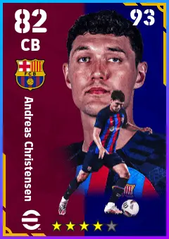 Andreas Christensen eFootball 2026 player card — 82 OVR CB