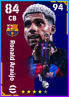 Ronald Araujo eFootball 2026 player card — 84 OVR CB
