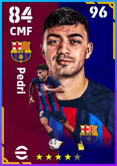 Pedri eFootball 2026 player card — 84 OVR CMF