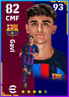 Gavi eFootball 2026 player card — 82 OVR CMF