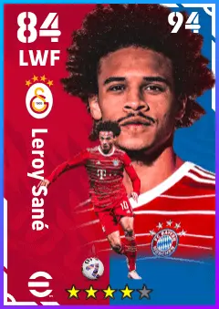 Leroy Sane eFootball 2026 player card — 84 OVR LWF