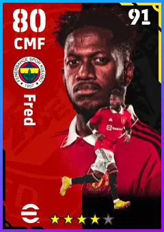 Fred eFootball 2026 player card — 80 OVR CMF