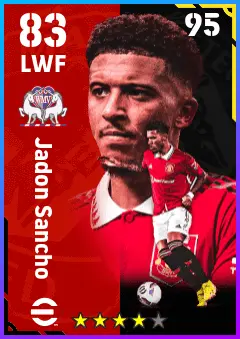 Jadon Sancho eFootball 2026 player card — 83 OVR LWF