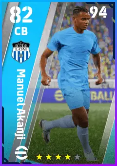 Manuel Akanji eFootball 2026 player card — 82 OVR CB