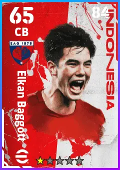 Elkan Baggott eFootball 2026 player card — 65 OVR CB