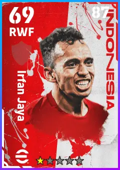 Irfan Jaya eFootball 2026 player card — 69 OVR RWF