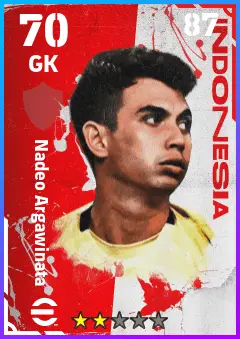 Nadeo Argawinata eFootball 2026 player card — 70 OVR GK