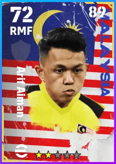 Arif Aiman eFootball 2026 player card — 72 OVR RMF