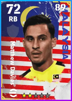 Matthew Davies eFootball 2026 player card — 72 OVR RB