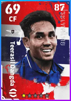Teerasil Dangda eFootball 2026 player card — 69 OVR CF