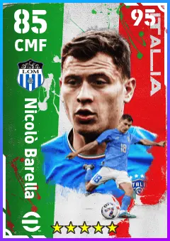 Nicolo Barella eFootball 2026 player card — 85 OVR CMF