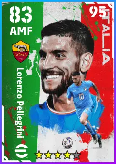 Lorenzo Pellegrini eFootball 2026 player card — 83 OVR AMF
