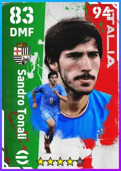 Sandro Tonali eFootball 2026 player card — 83 OVR DMF