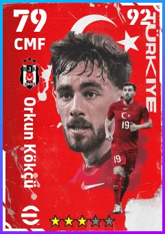 Orkun Kokcu eFootball 2026 player card — 79 OVR CMF