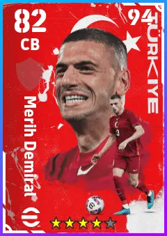 Merih Demiral eFootball 2026 player card — 82 OVR CB
