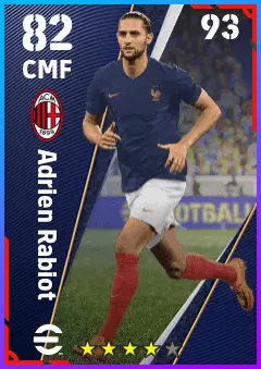 Adrien Rabiot eFootball 2026 player card — 82 OVR CMF