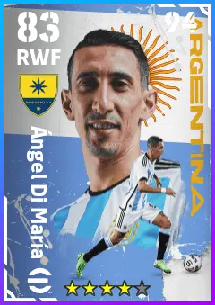 Angel Di Maria eFootball 2026 player card — 83 OVR RWF
