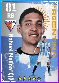 Nahuel Molina eFootball 2026 player card — 81 OVR RB