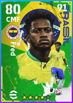 Fred eFootball 2026 player card — 80 OVR CMF