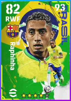Raphinha eFootball 2026 player card — 82 OVR RWF