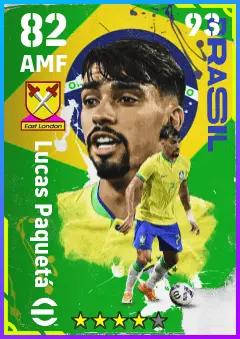 Lucas Paqueta eFootball 2026 player card — 82 OVR AMF