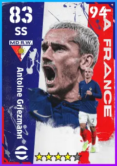 Antoine Griezmann eFootball 2026 player card — 83 OVR SS