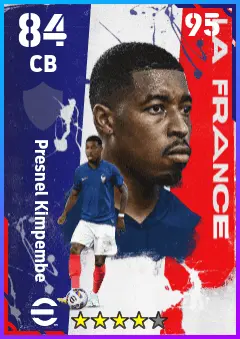 Presnel Kimpembe eFootball 2026 player card — 84 OVR CB