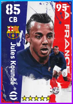 Jules Kounde eFootball 2026 player card — 85 OVR CB