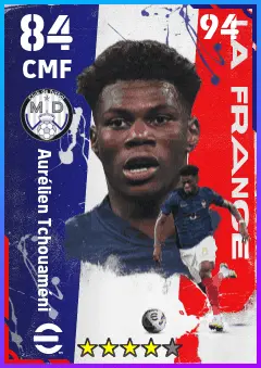 Aurelien Tchouameni eFootball 2026 player card — 84 OVR CMF