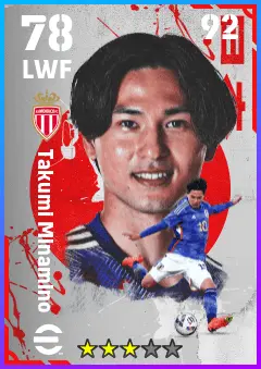 Takumi Minamino eFootball 2026 player card — 78 OVR LWF