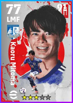 Kaoru Mitoma eFootball 2026 player card — 77 OVR LMF