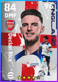 Declan Rice eFootball 2026 player card — 84 OVR DMF