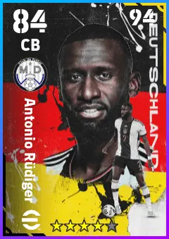 Antonio Rudiger eFootball 2026 player card — 84 OVR CB