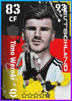 Timo Werner eFootball 2026 player card — 83 OVR CF