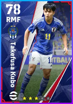 Takefusa Kubo eFootball 2026 player card — 78 OVR RMF