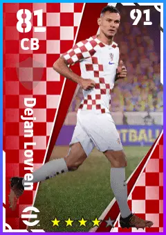 Dejan Lovren eFootball 2026 player card — 81 OVR CB