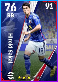 Hiroki Sakai eFootball 2026 player card — 76 OVR RB