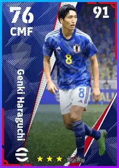 Genki Haraguchi eFootball 2026 player card — 76 OVR CMF
