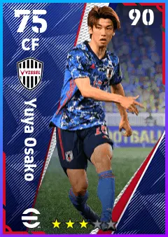 Yuya Osako eFootball 2026 player card — 75 OVR CF
