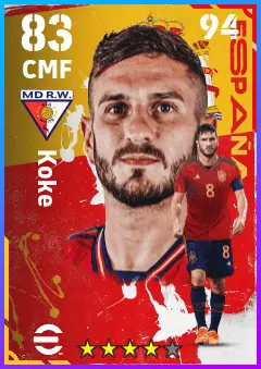 Koke eFootball 2026 player card — 83 OVR CMF